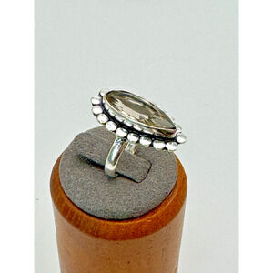 Smoky Quartz Stone Estate Ring .925 Stone Sz 6.5 4.44 Grams - 1"